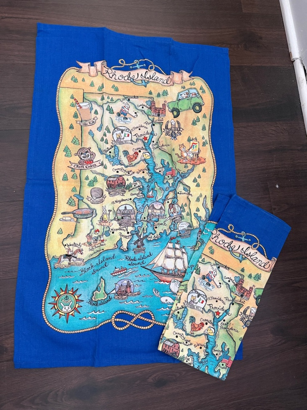 Rhode Island Map kitchen Towels